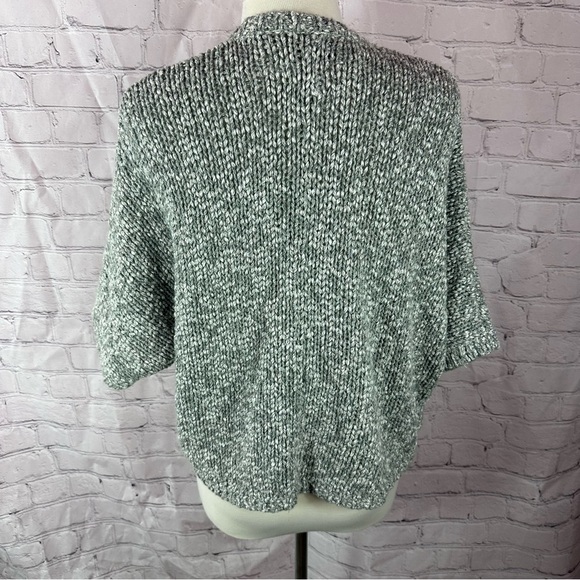 LOFT ann taylor heathered Gray Open-Front Cardigan cotton wool blend sz large - Picture 3 of 8